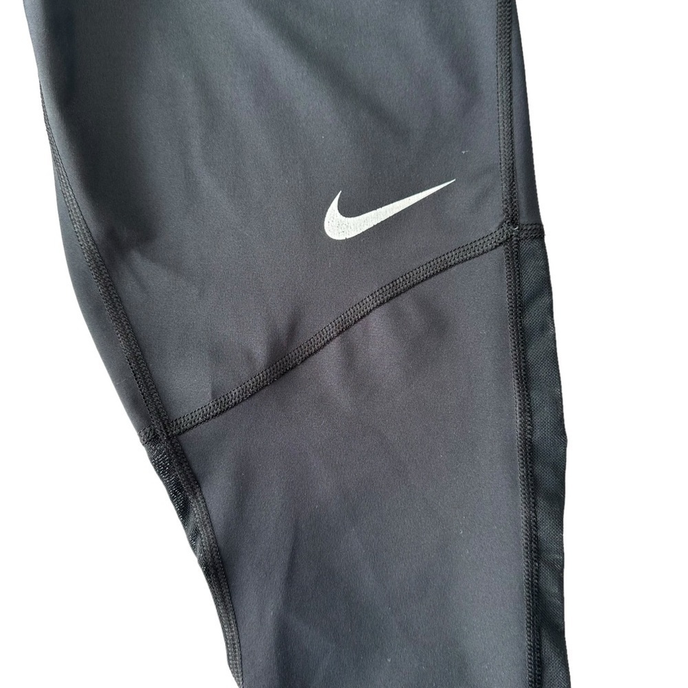 NIKE WOMENS DRI-FIT BLACK MID-RISE 7/8 MESH-PANELLED LEGGINGS IN SIZE US S - Picture 12 of 16